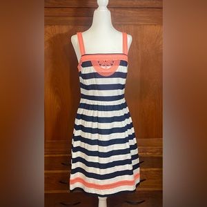 Vineyard Vines Striped Neon Pink and Navy Blue Dress Size 4